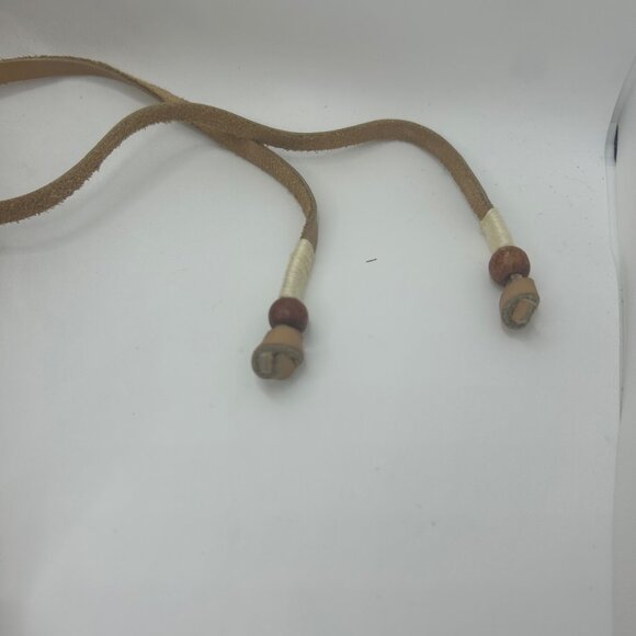 Free People Strappy Tan & Cream Lace-Up Sandals Heel beaded 38 - Picture 6 of 10